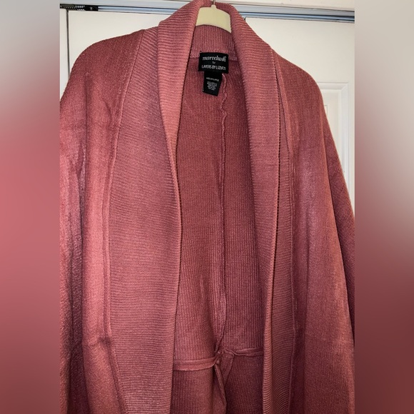 Layers by Lizden dusty rose pink Marvelush ribbed shawl collar shrug M/L - Picture 4 of 7